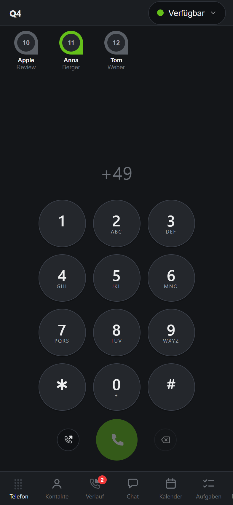 Der Startbildschirm von Q4pilot auf dem Handy.