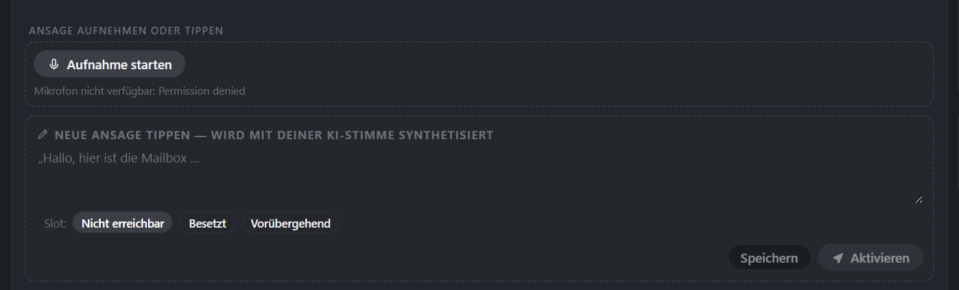 Die Cockpit-Meldung „Mikrofon nicht verfügbar".